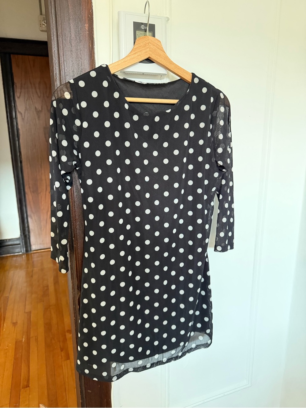 Black & White Polka Dot Women's Dress - Classic Shift Style